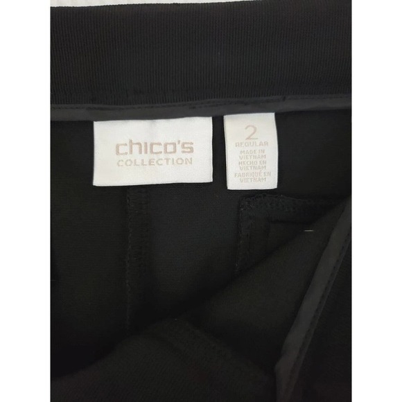 Chicos Collecton ~Woman Size 2(L)~ Black Straight Leg Designer Pants Stretch. - Picture 2 of 16